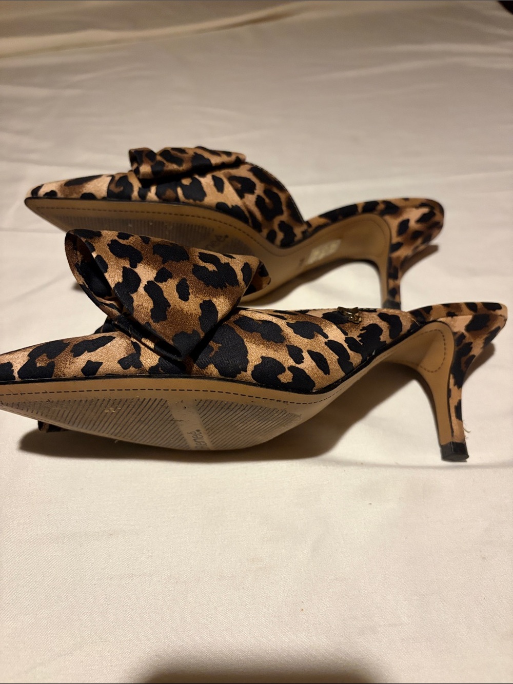 J.Renee Leopard Bow Pointed Toe Mules - Brown/Black - Picture 2 of 12
